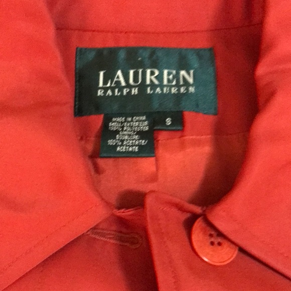 Ralph Lauren 3/4 length orange red lined trench with front slat pockets - Picture 2 of 10